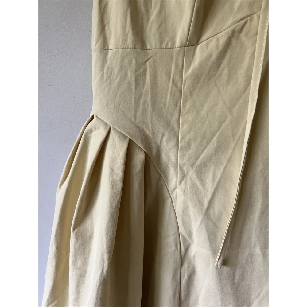 Cider STAND COLLAR TIE-NECK SHORT SLEEVE DRAPED POCKET FLARED MAXI DRESS XL 10
